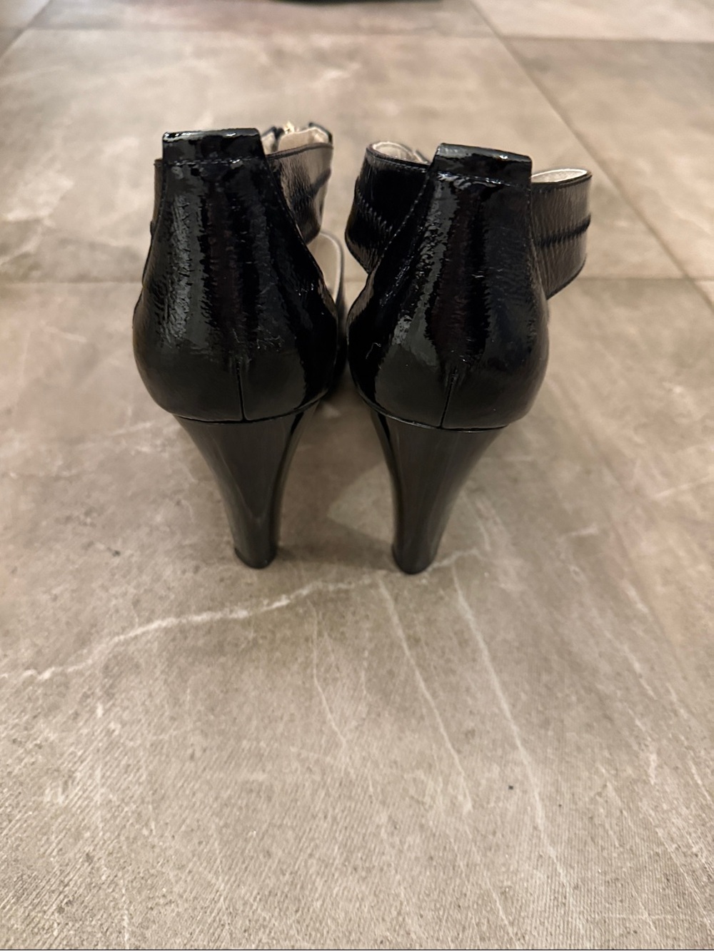 Michael Kors Black Patent Front-Zip Strappy Heels NWT - Picture 4 of 7